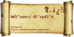 Nándori Árpád névjegykártya